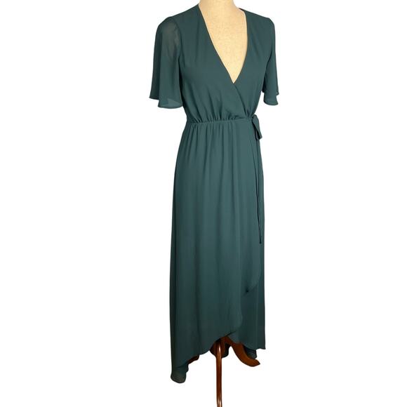 Show Me Your Mumu Sophia Wrap Dress Womens Deep Jade Chiffon XXS - Picture 8 of 12